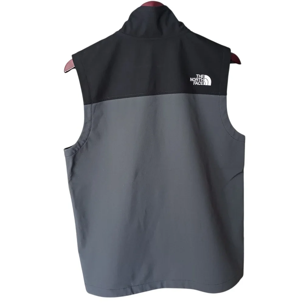 The North Face Mens Ridgevue Golf Softshell Vest Black Grey Full Zip Small